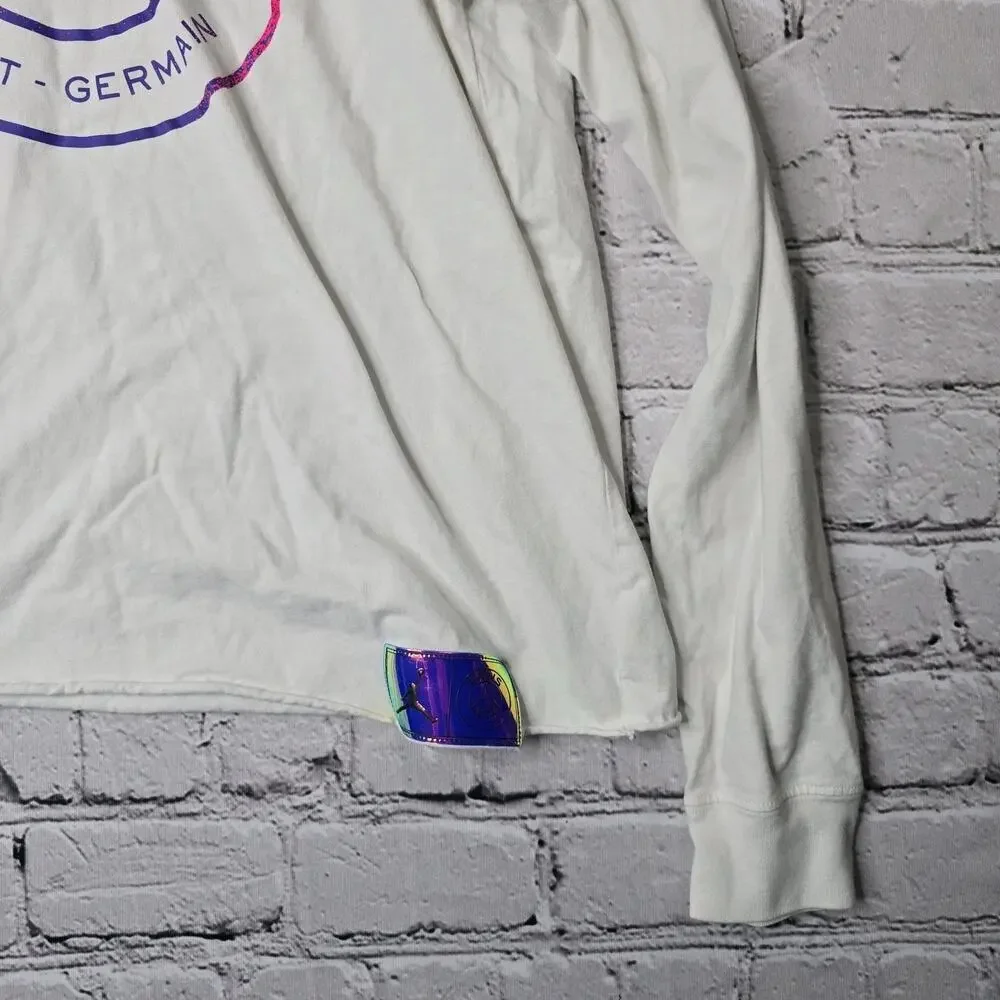 Nike Air Jordan Paris Saint Germain Long Sleeve Cropped Tshirt‎ PSG Size Large